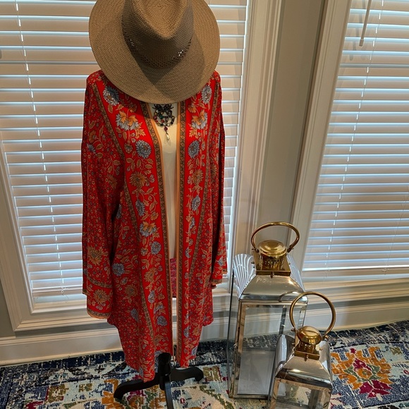 Red Multicolored Kimono Red Aztec Bohemian style kimono. Kimono only - Picture 9 of 15